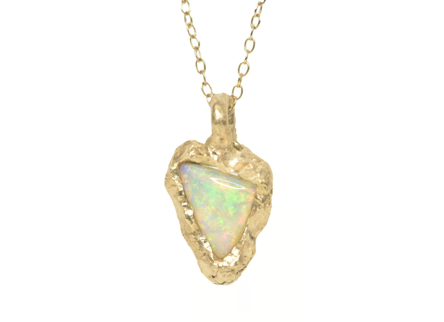 1ct Crystal Opal Pendant. 18k Yellow Gold. Lizard Point, Cornwall.