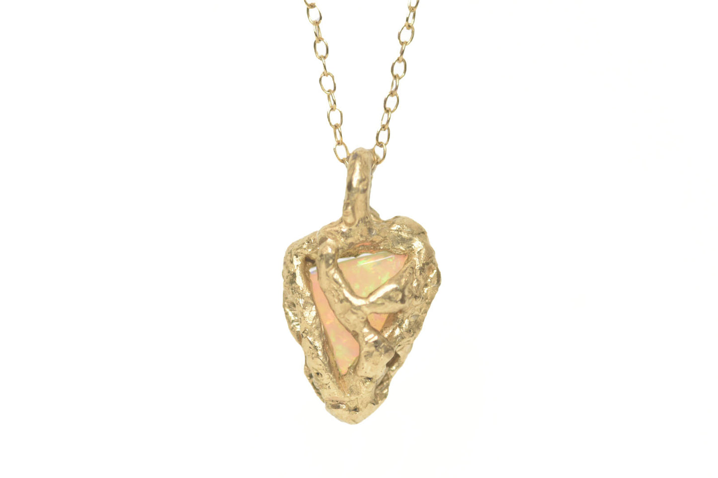 1ct Crystal Opal Pendant. 18k Yellow Gold. Lizard Point, Cornwall.
