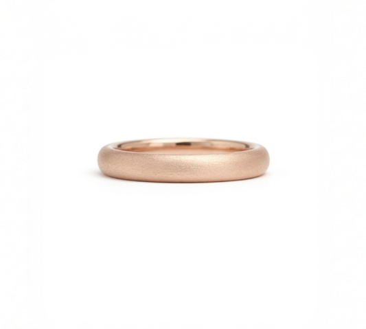 Rose gold wedding band made in Cornwall. 