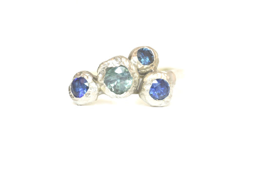 Sapphire Multi Stone Ring. 925 Silver. Mam Tor, The Peak District.