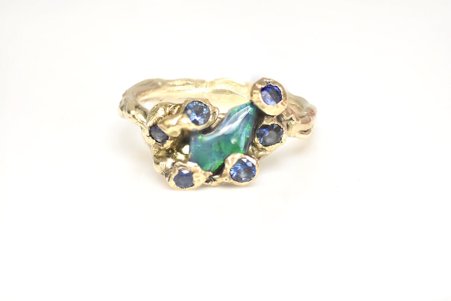 0.75ct Black Opal and Sapphire Encrusted Ring. St Ives, Cornwall.