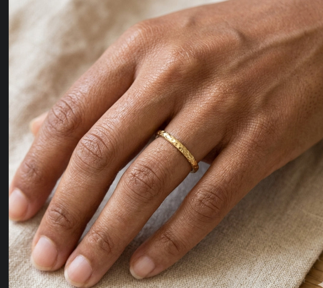 Gold minimalist wedding band Cornwall  