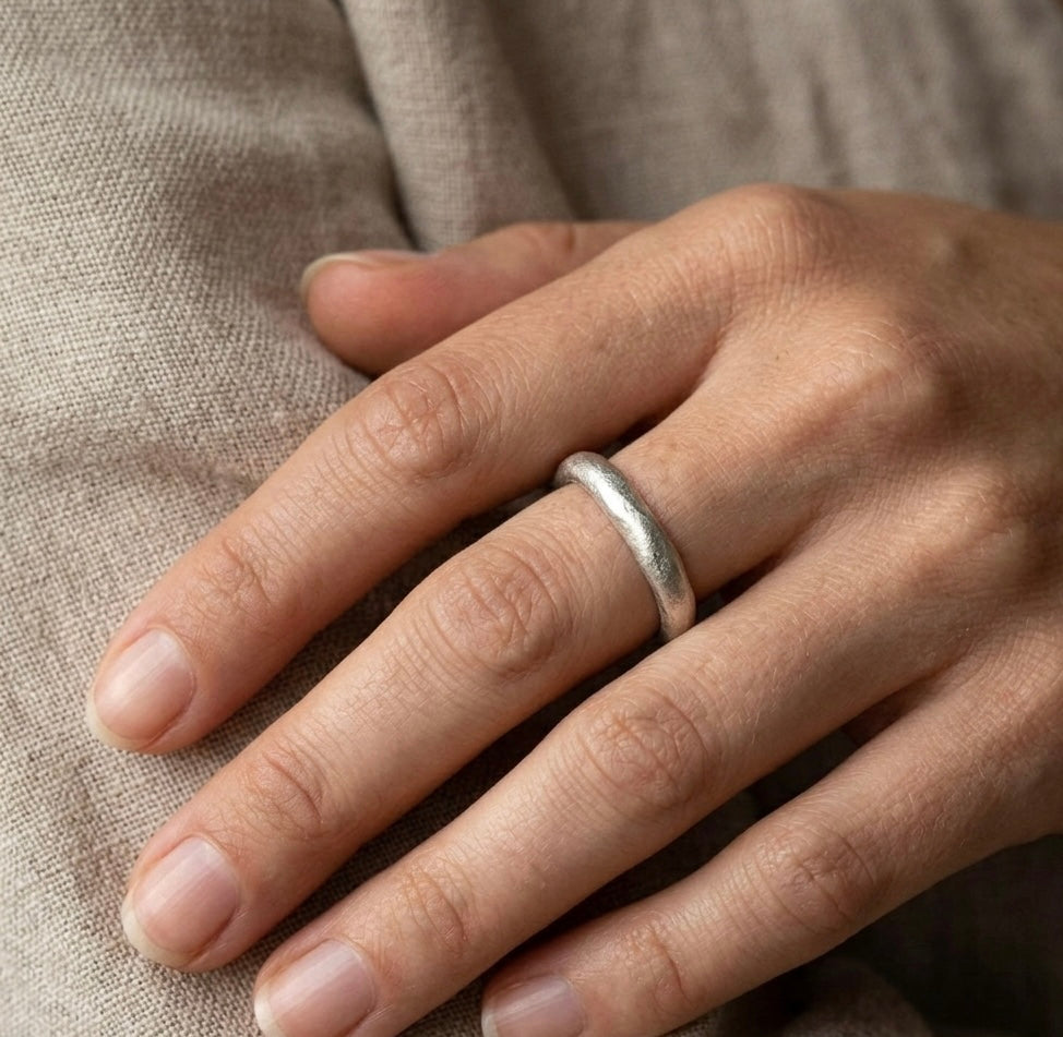 White gold ring made in st Ives Cornwall. 