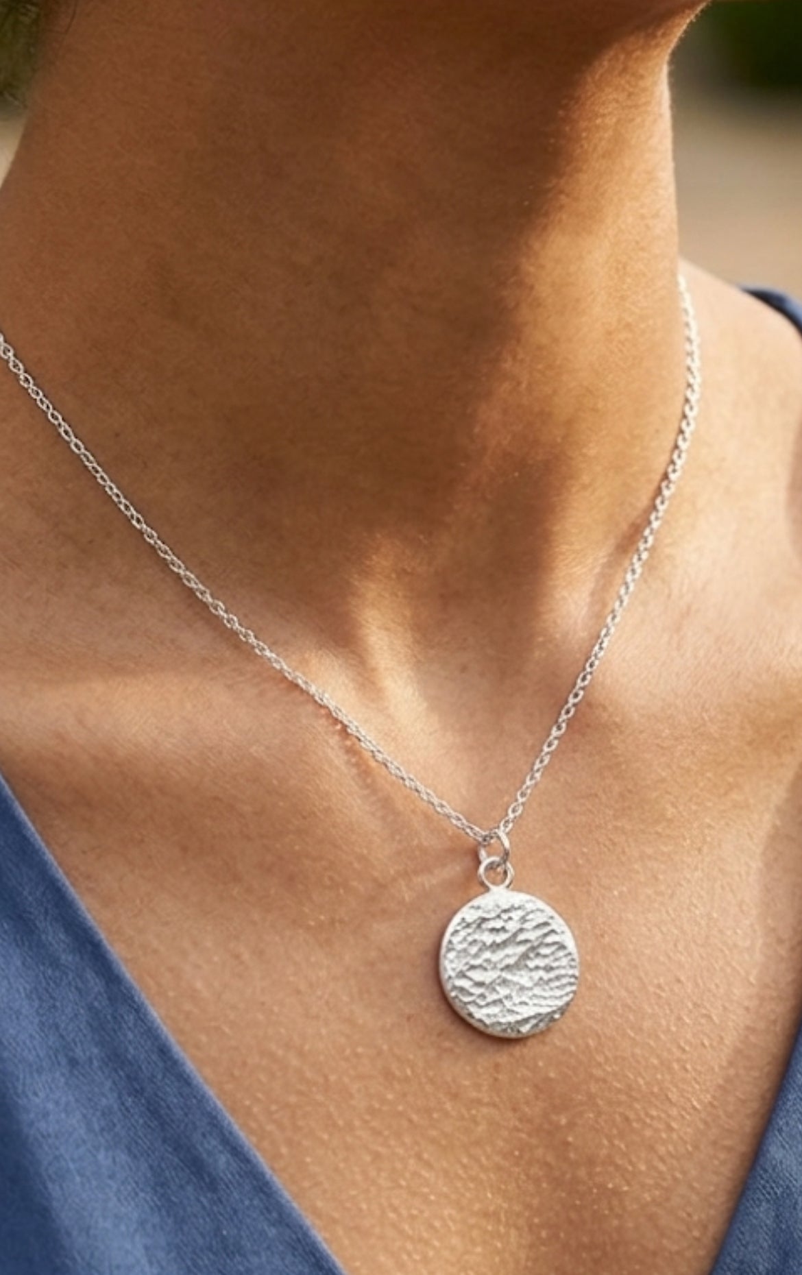White gold organic pendant made in the Lake District. Jewellery made in the Lake District
