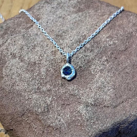 Sapphire Silver Cast Pendant - Torquay
