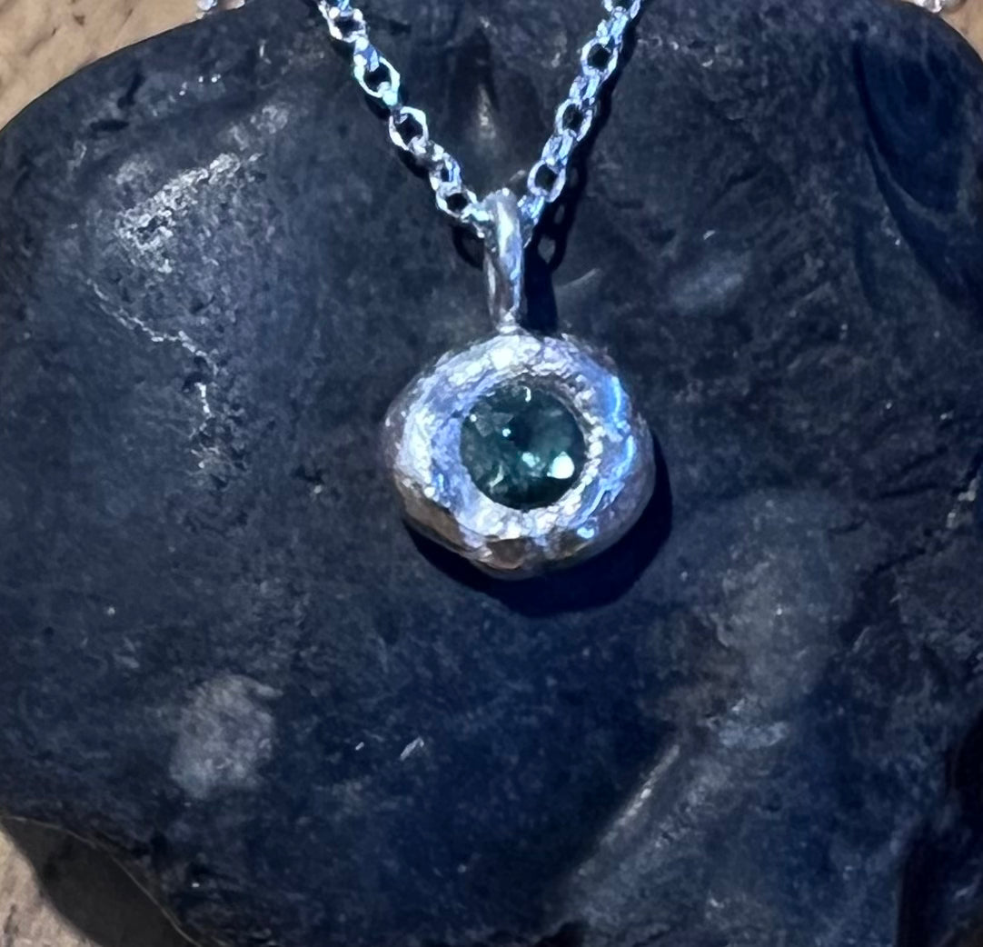 Sapphire Silver Cast Pendant - St Ives, Cornwall