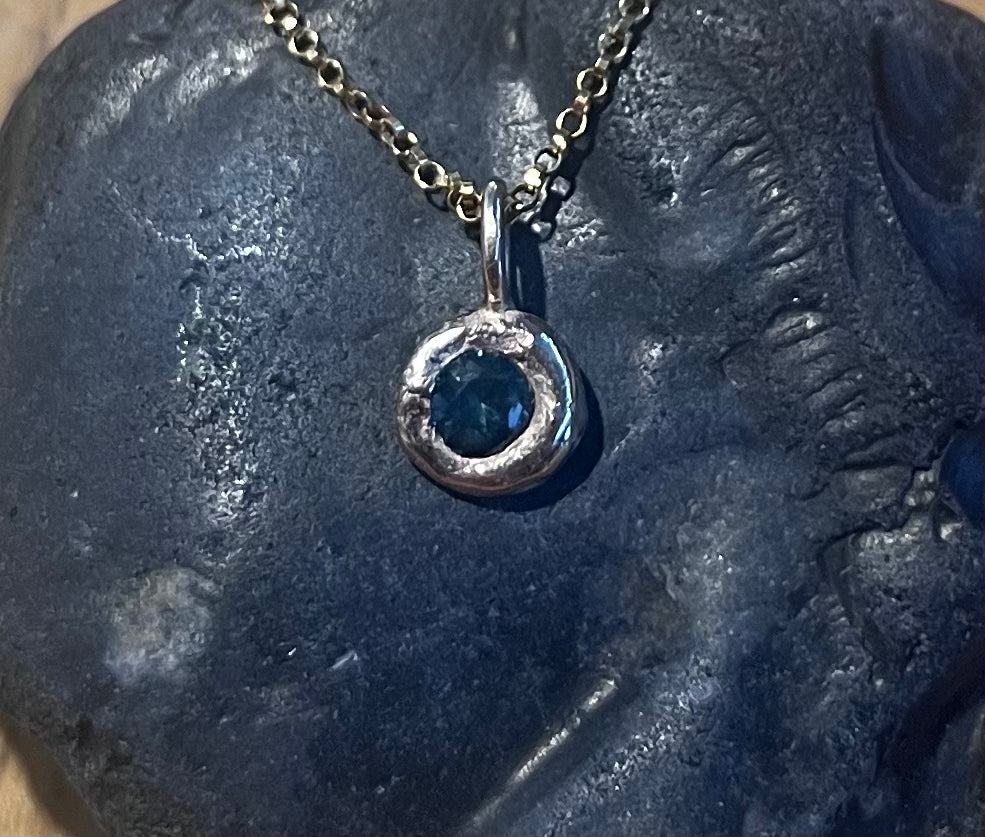 Sapphire 9k Yellow Gold Cast Pendant - St Ives, Cornwall