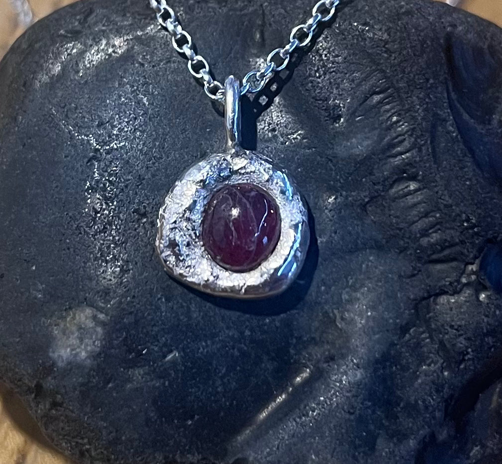 Ruby Silver Cast Pendant - Torquay