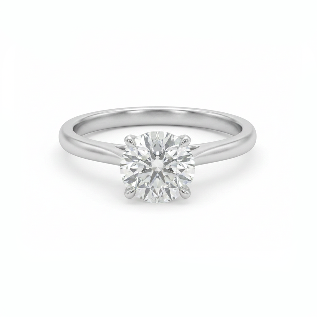 White gold 0.50ct diamond engagement ring, part made in St Ives, Cornwall. Shem Hake Jewellery. 