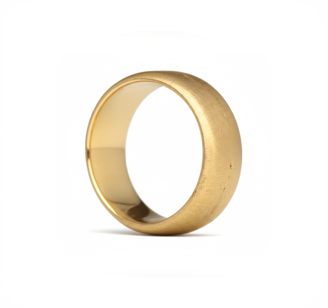 Men’s gold wedding ring made on the cliffs surrounding torquay. 