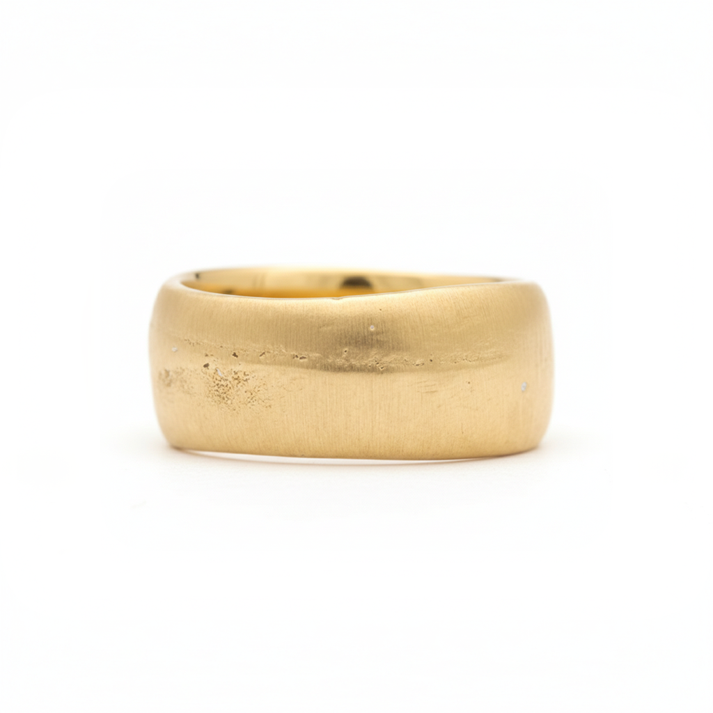 Men’s yellow gold wedding band made in Devon. 