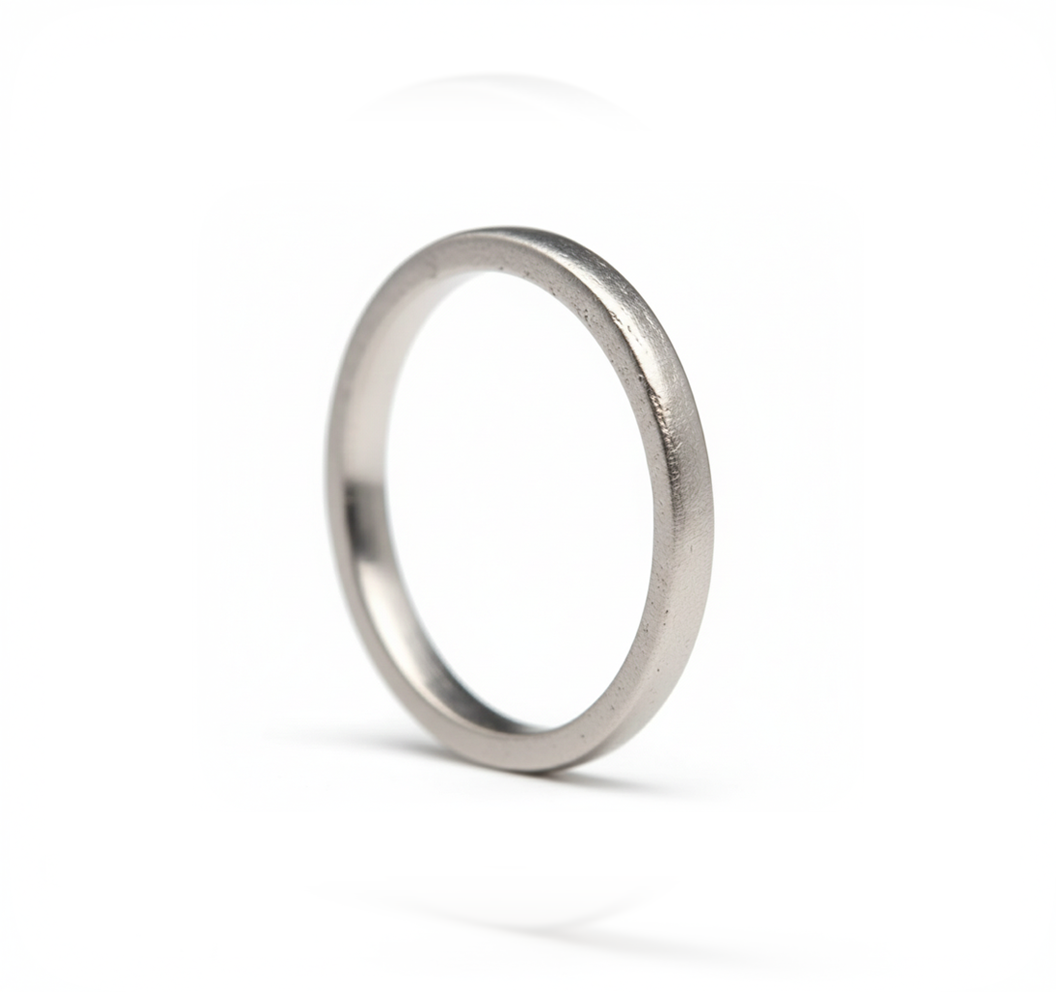 Silver ring on a white background. Made in Cornwall. 