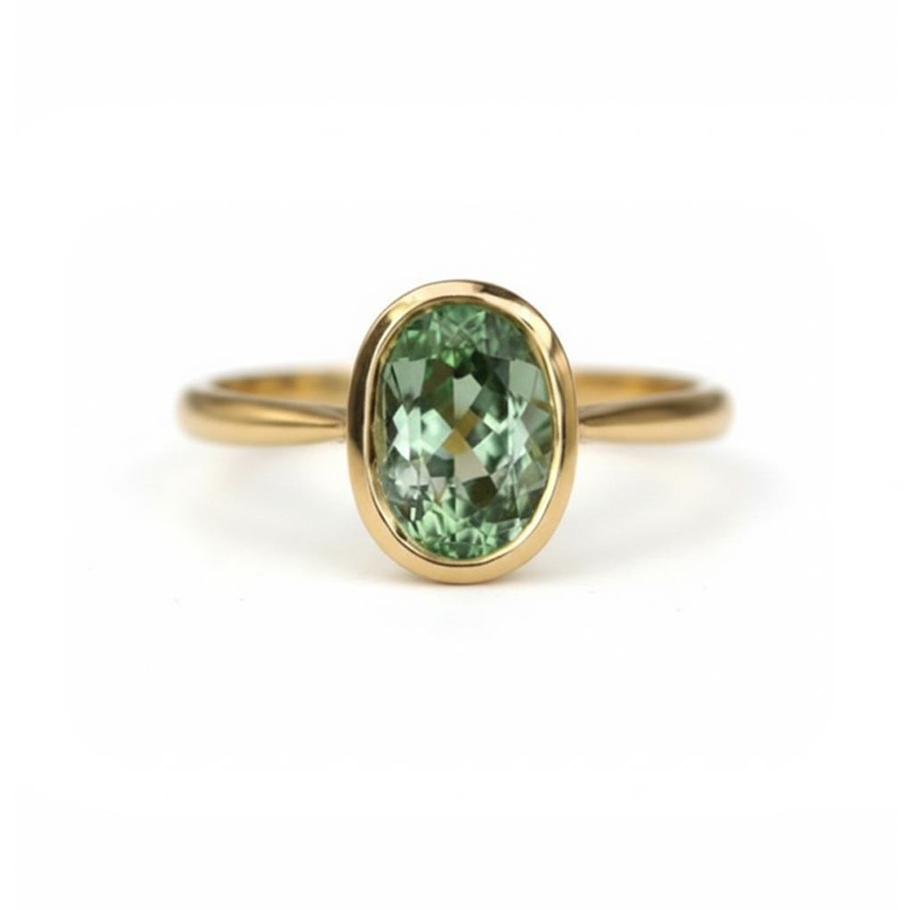 Green Sapphire Engagement Ring, Penzance, Cornwall
