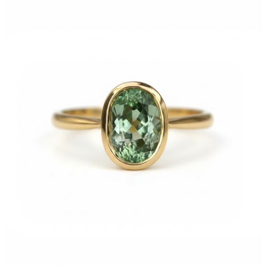 Green Sapphire Engagement Ring, Penzance, Cornwall