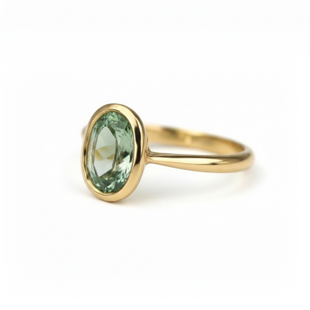 Green Sapphire Engagement Ring, Penzance, Cornwall