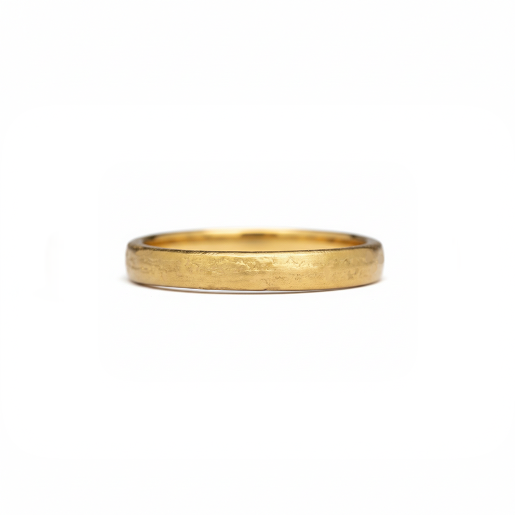Yellow gold wedding ring made in Cornwall.
