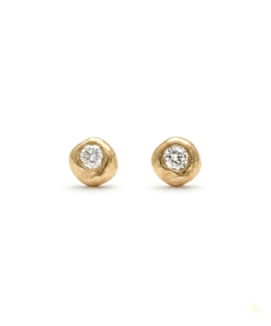 Diamond and 18k Yellow Gold Studs, Mam Tor, Peak District