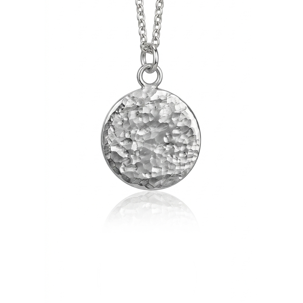 White gold organic pendant made in the Lake District. Jewellery made in the Lake District. 