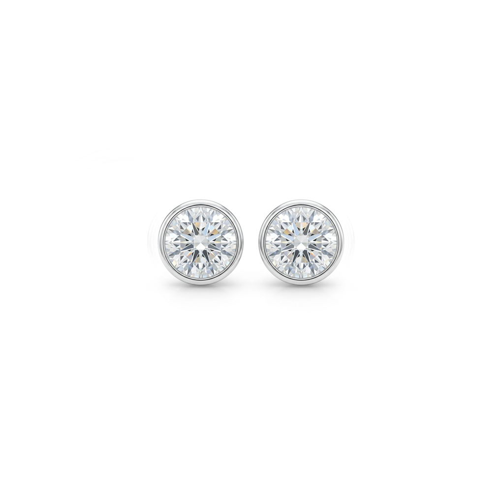 Pair of diamond stud earrings. Part made in St Ives, Cornwall. 