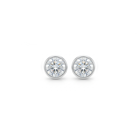 Pair of diamond stud earrings. Part made in St Ives, Cornwall. 