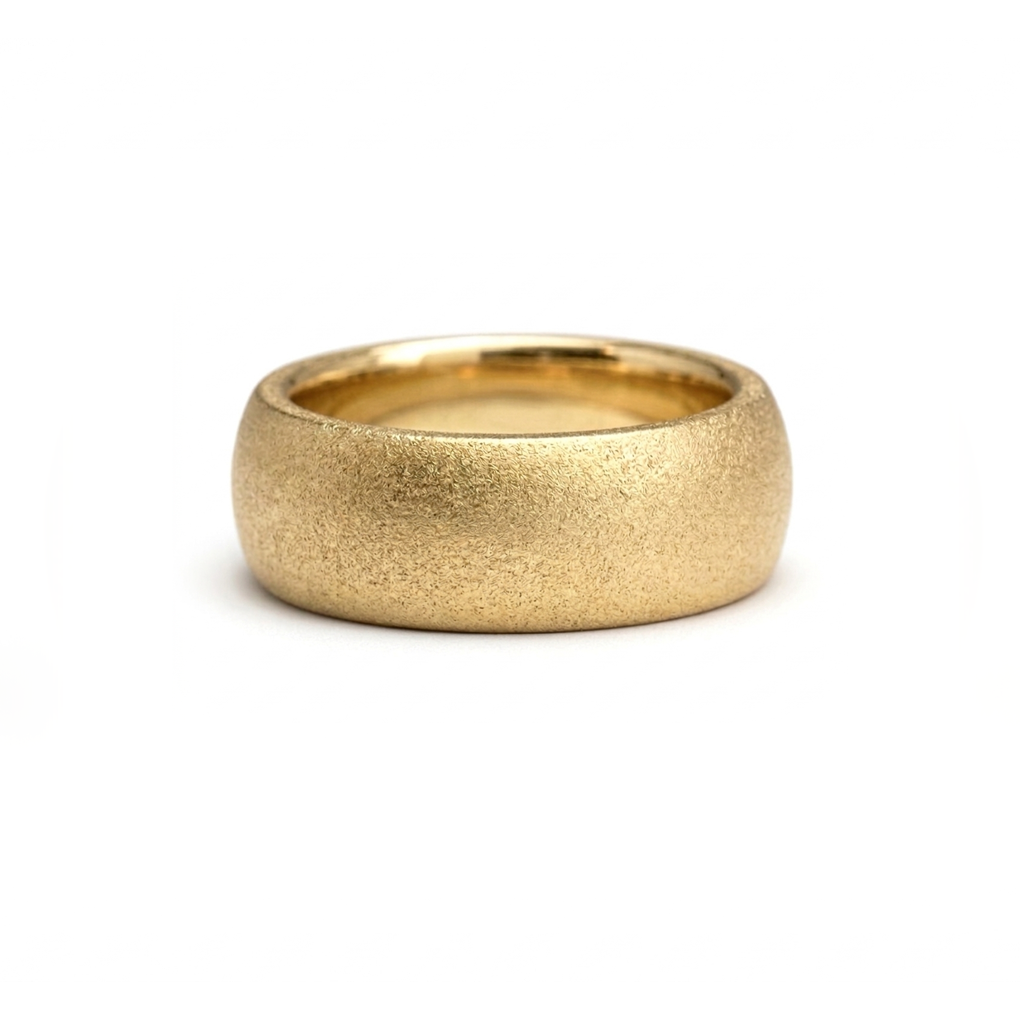 Yellow gold wedding ring made in Cornwall.