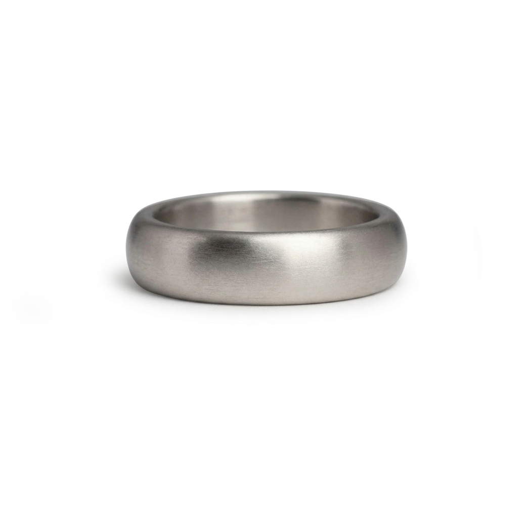 White gold wedding ring. Made in Cornwall on the south coastal path. 