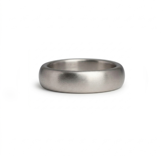 White gold wedding ring. Made in Cornwall on the south coastal path. 