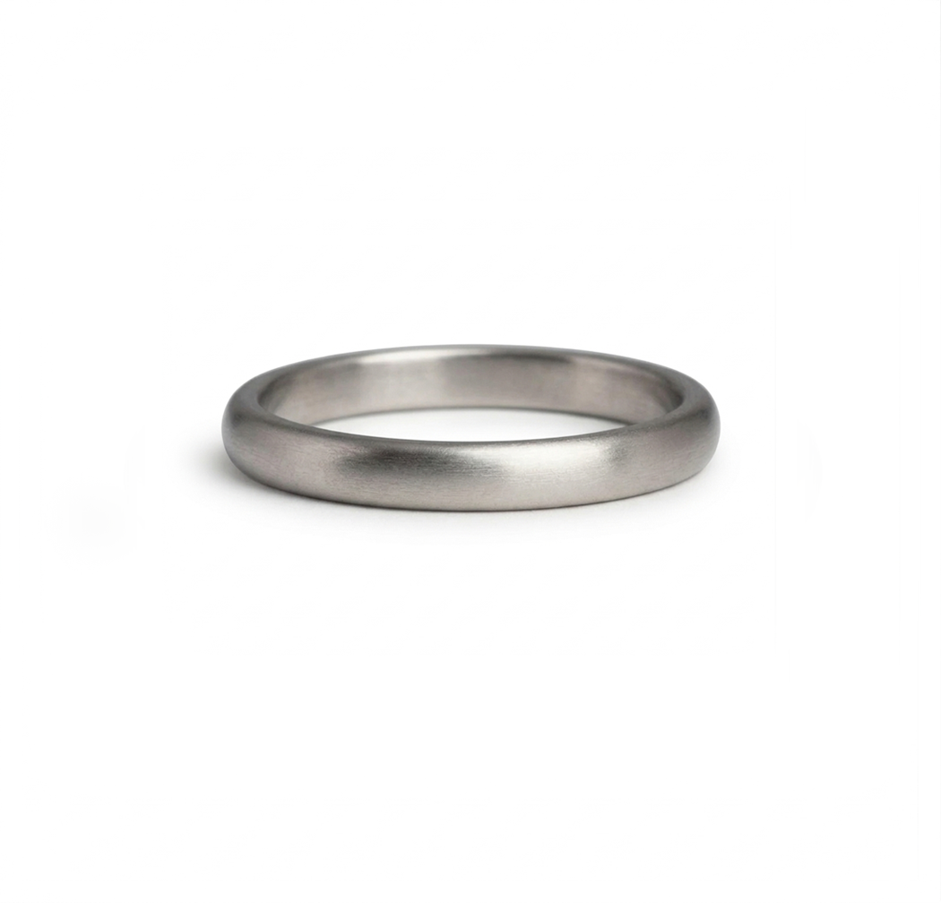 White gold wedding ring made in Cornwall.