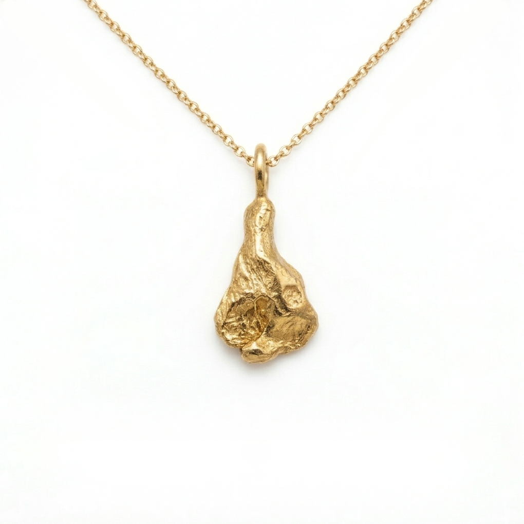 Gold organic necklace, made in situ on top of the Cat Bells in the Lake District. Shem Hake Jewellery. 