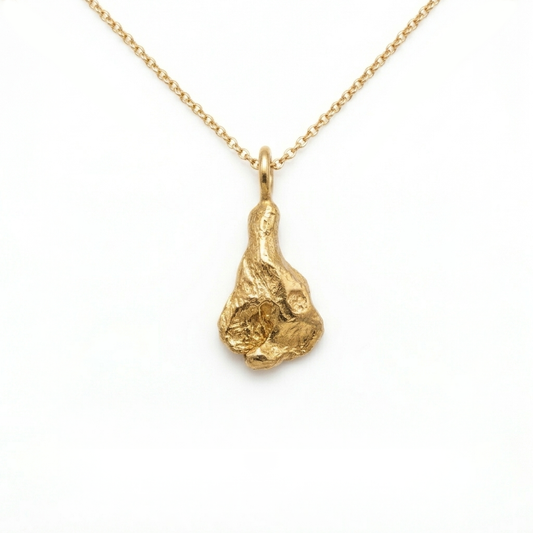 Gold organic necklace, made in situ on top of the Cat Bells in the Lake District. Shem Hake Jewellery. 
