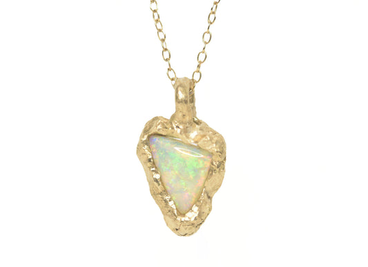 1ct Crystal Opal Pendant. 18k Yellow Gold. Lizard Point, Cornwall.