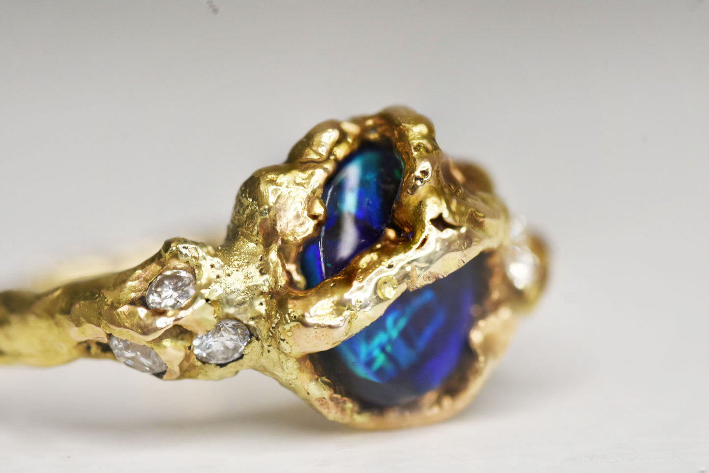 1.2 Australian Black Opal and White Diamond Ring. Durdle Door, Dorset.
