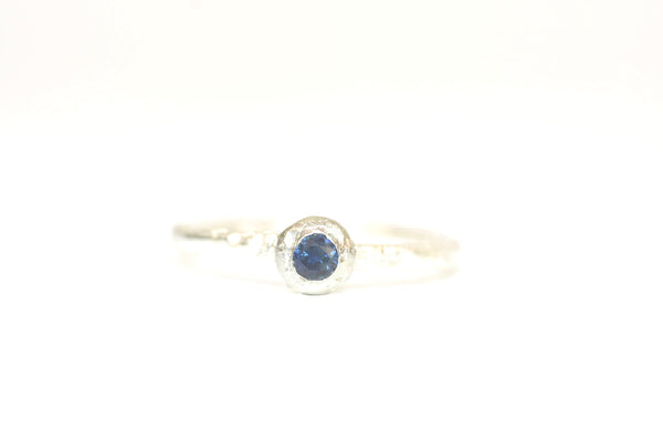 Blue Sapphire Organic 925 Silver Ring.
